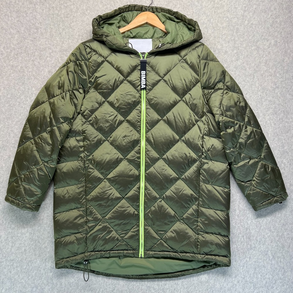 Bimba‎ Y Lola Men's Puffer Jacket Hooded Olive Green Quilted Oversized Padded XL